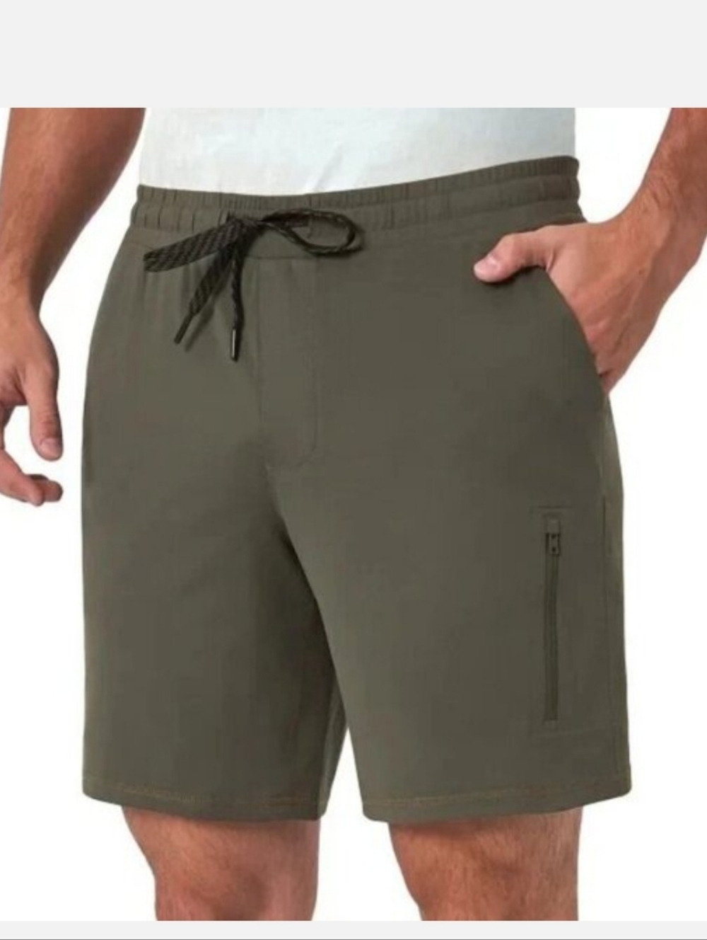 Mondetta Outdoor Project Dark Olive Green Sweat Shorts Drawstring Zip Pocket M